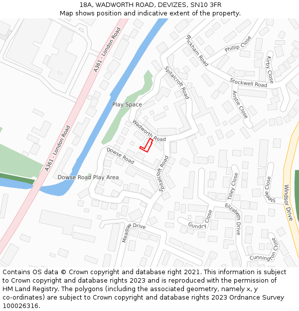 18A, WADWORTH ROAD, DEVIZES, SN10 3FR: Location map and indicative extent of plot