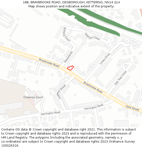 18B, BRAYBROOKE ROAD, DESBOROUGH, KETTERING, NN14 2LH: Location map and indicative extent of plot