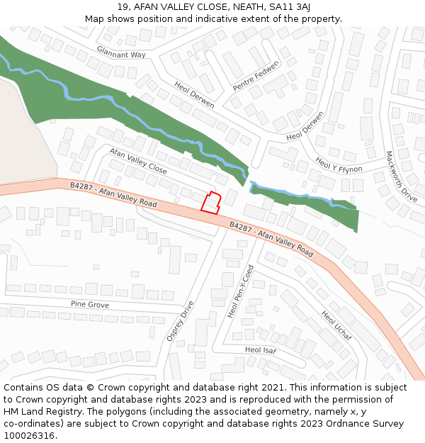 19, AFAN VALLEY CLOSE, NEATH, SA11 3AJ: Location map and indicative extent of plot