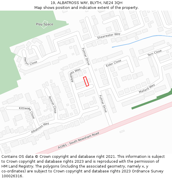19, ALBATROSS WAY, BLYTH, NE24 3QH: Location map and indicative extent of plot