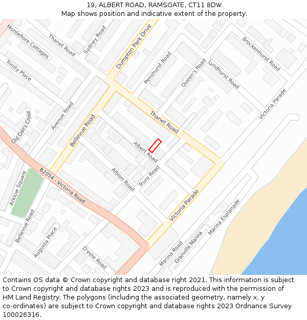 19, ALBERT ROAD, RAMSGATE, CT11 8DW: Location map and indicative extent of plot