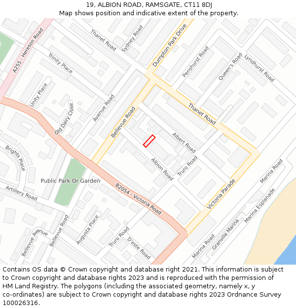 19, ALBION ROAD, RAMSGATE, CT11 8DJ: Location map and indicative extent of plot