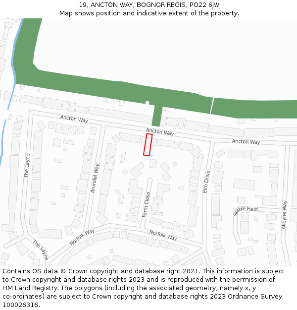 19, ANCTON WAY, BOGNOR REGIS, PO22 6JW: Location map and indicative extent of plot