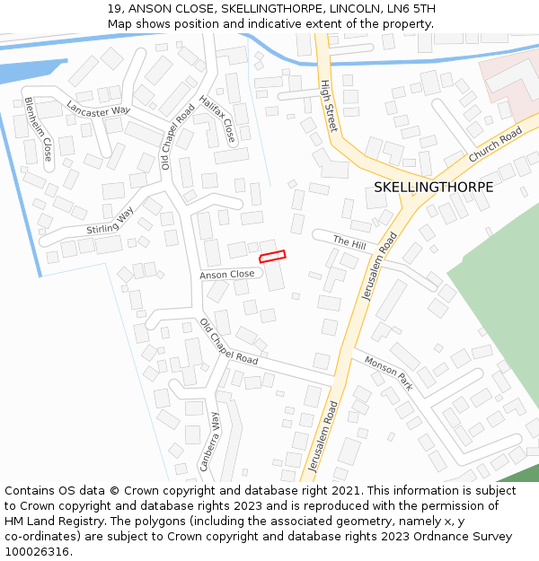 19, ANSON CLOSE, SKELLINGTHORPE, LINCOLN, LN6 5TH: Location map and indicative extent of plot