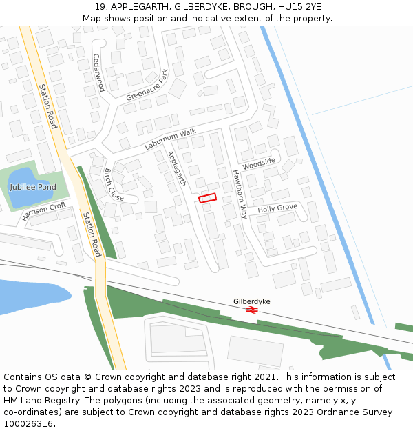 19, APPLEGARTH, GILBERDYKE, BROUGH, HU15 2YE: Location map and indicative extent of plot