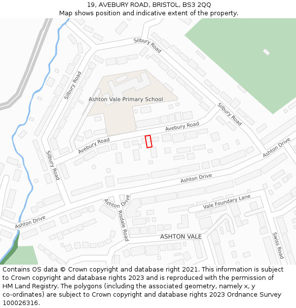 19, AVEBURY ROAD, BRISTOL, BS3 2QQ: Location map and indicative extent of plot