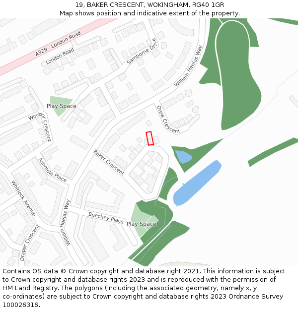 19, BAKER CRESCENT, WOKINGHAM, RG40 1GR: Location map and indicative extent of plot