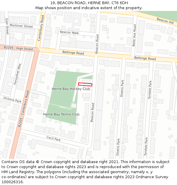 19, BEACON ROAD, HERNE BAY, CT6 6DH: Location map and indicative extent of plot