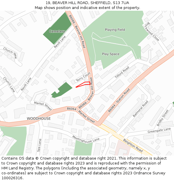 19, BEAVER HILL ROAD, SHEFFIELD, S13 7UA: Location map and indicative extent of plot