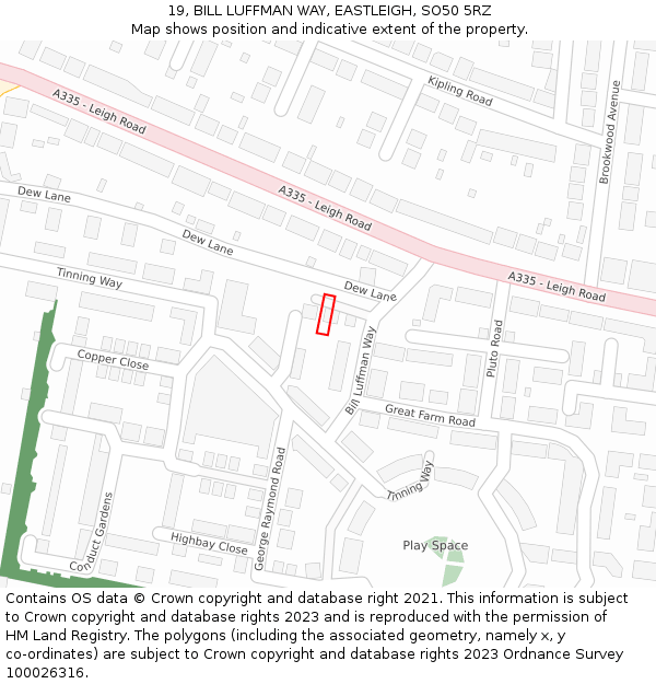 19, BILL LUFFMAN WAY, EASTLEIGH, SO50 5RZ: Location map and indicative extent of plot
