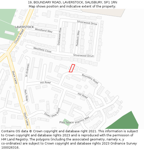 19, BOUNDARY ROAD, LAVERSTOCK, SALISBURY, SP1 1RN: Location map and indicative extent of plot