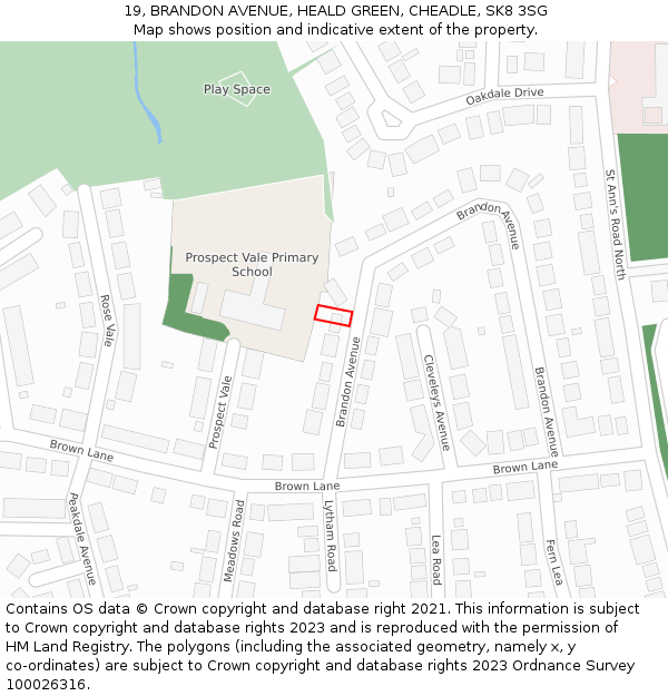 19, BRANDON AVENUE, HEALD GREEN, CHEADLE, SK8 3SG: Location map and indicative extent of plot