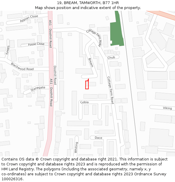 19, BREAM, TAMWORTH, B77 1HR: Location map and indicative extent of plot