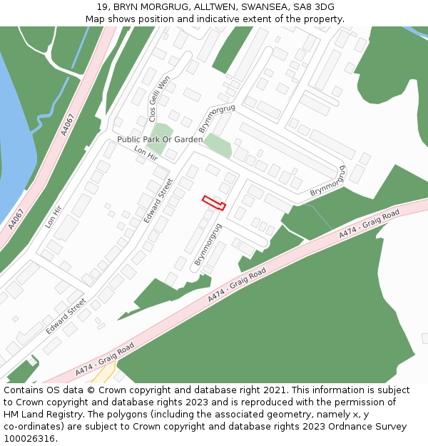 19, BRYN MORGRUG, ALLTWEN, SWANSEA, SA8 3DG: Location map and indicative extent of plot