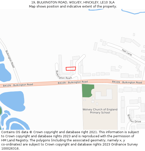 19, BULKINGTON ROAD, WOLVEY, HINCKLEY, LE10 3LA: Location map and indicative extent of plot