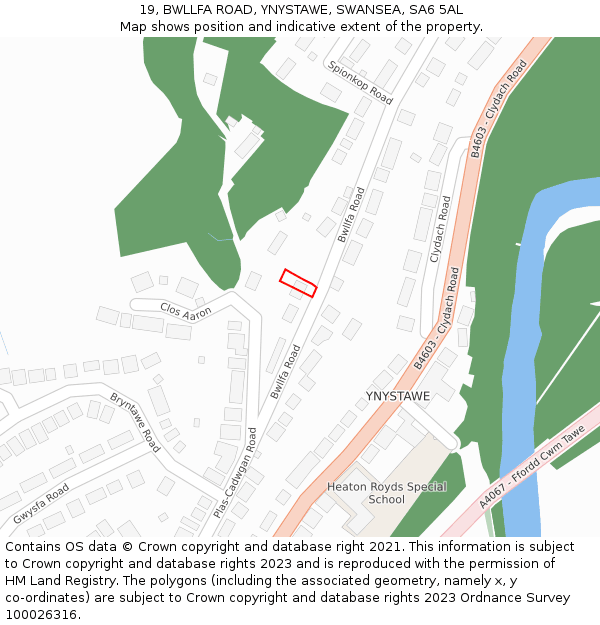 19, BWLLFA ROAD, YNYSTAWE, SWANSEA, SA6 5AL: Location map and indicative extent of plot