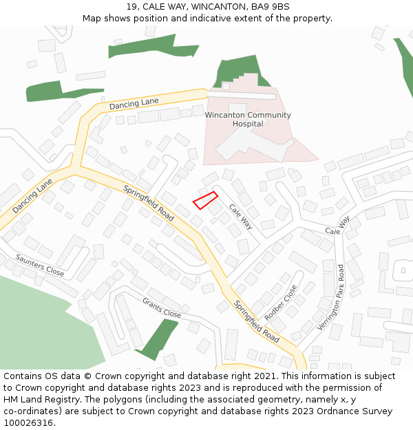 19, CALE WAY, WINCANTON, BA9 9BS: Location map and indicative extent of plot