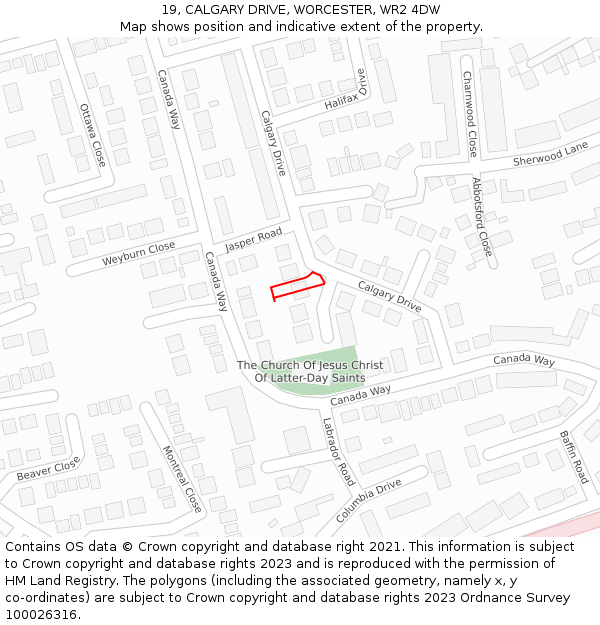 19, CALGARY DRIVE, WORCESTER, WR2 4DW: Location map and indicative extent of plot
