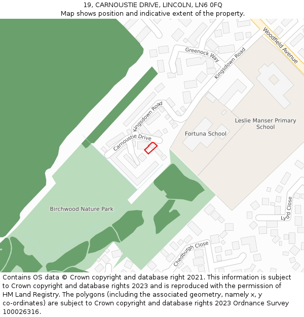 19, CARNOUSTIE DRIVE, LINCOLN, LN6 0FQ: Location map and indicative extent of plot