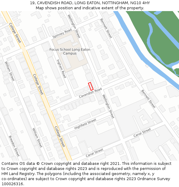 19, CAVENDISH ROAD, LONG EATON, NOTTINGHAM, NG10 4HY: Location map and indicative extent of plot