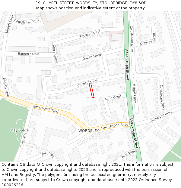 19, CHAPEL STREET, WORDSLEY, STOURBRIDGE, DY8 5QP: Location map and indicative extent of plot