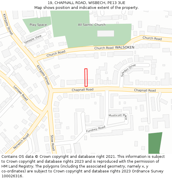 19, CHAPNALL ROAD, WISBECH, PE13 3UE: Location map and indicative extent of plot