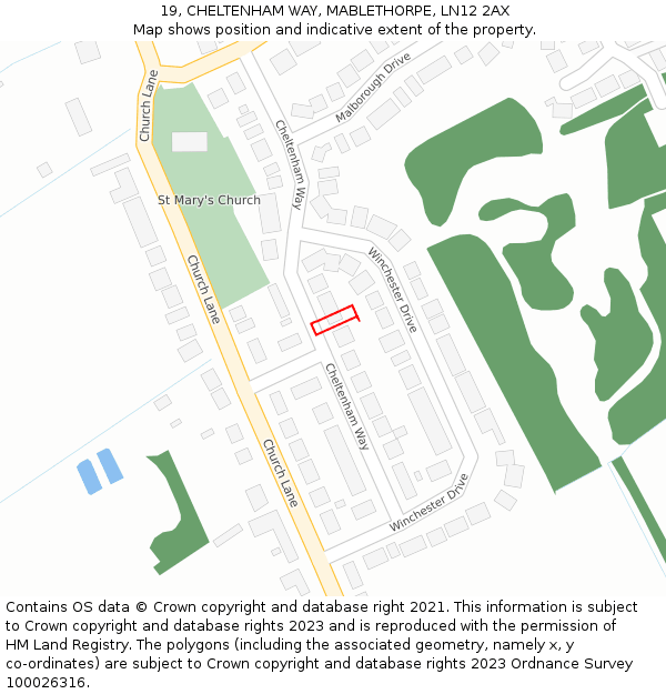 19, CHELTENHAM WAY, MABLETHORPE, LN12 2AX: Location map and indicative extent of plot