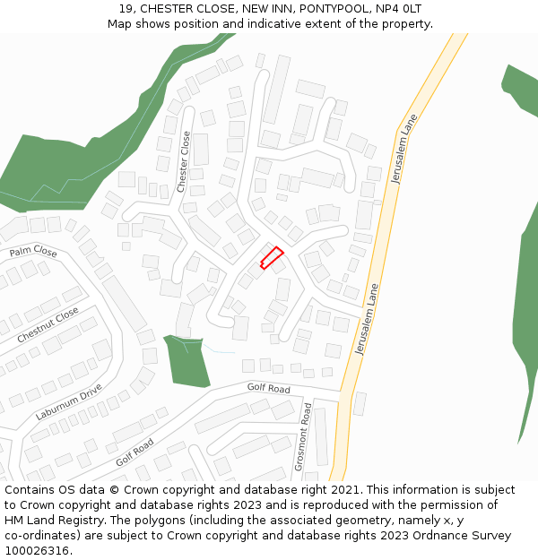 19, CHESTER CLOSE, NEW INN, PONTYPOOL, NP4 0LT: Location map and indicative extent of plot