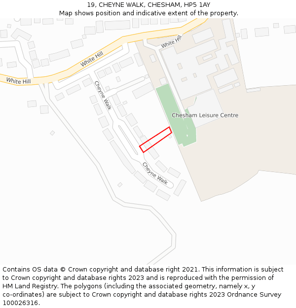 19, CHEYNE WALK, CHESHAM, HP5 1AY: Location map and indicative extent of plot