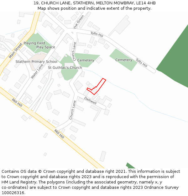 19, CHURCH LANE, STATHERN, MELTON MOWBRAY, LE14 4HB: Location map and indicative extent of plot