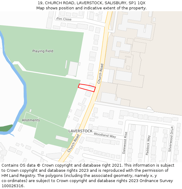 19, CHURCH ROAD, LAVERSTOCK, SALISBURY, SP1 1QX: Location map and indicative extent of plot