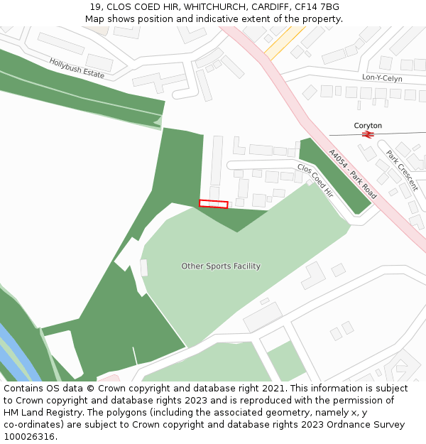 19, CLOS COED HIR, WHITCHURCH, CARDIFF, CF14 7BG: Location map and indicative extent of plot