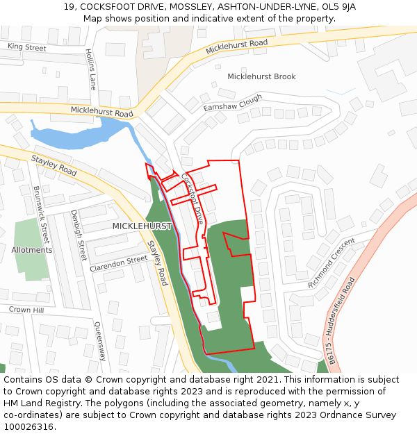 19, COCKSFOOT DRIVE, MOSSLEY, ASHTON-UNDER-LYNE, OL5 9JA: Location map and indicative extent of plot