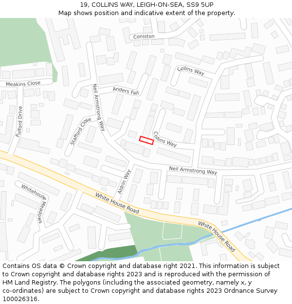 19, COLLINS WAY, LEIGH-ON-SEA, SS9 5UP: Location map and indicative extent of plot