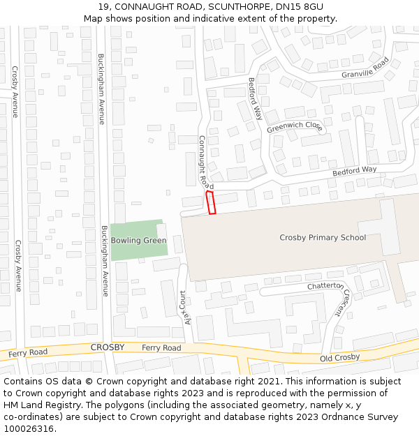 19, CONNAUGHT ROAD, SCUNTHORPE, DN15 8GU: Location map and indicative extent of plot