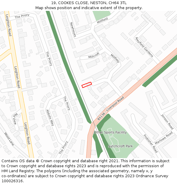 19, COOKES CLOSE, NESTON, CH64 3TL: Location map and indicative extent of plot