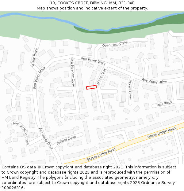 19, COOKES CROFT, BIRMINGHAM, B31 3XR: Location map and indicative extent of plot