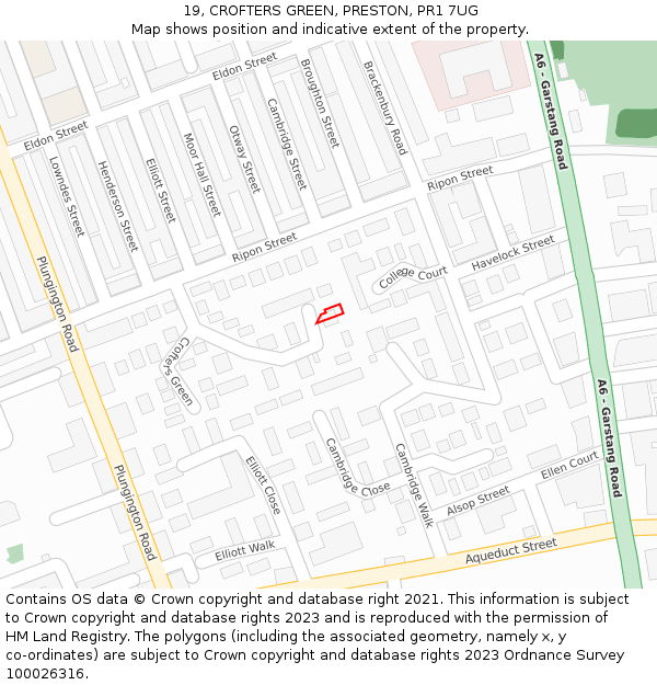 19, CROFTERS GREEN, PRESTON, PR1 7UG: Location map and indicative extent of plot