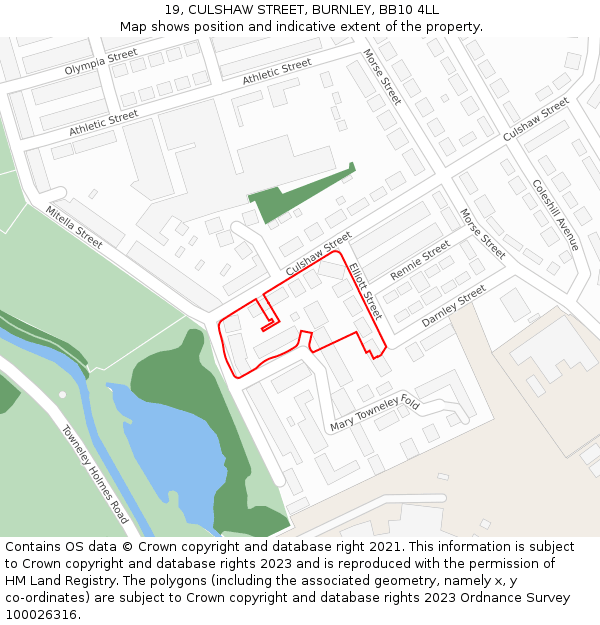 19, CULSHAW STREET, BURNLEY, BB10 4LL: Location map and indicative extent of plot