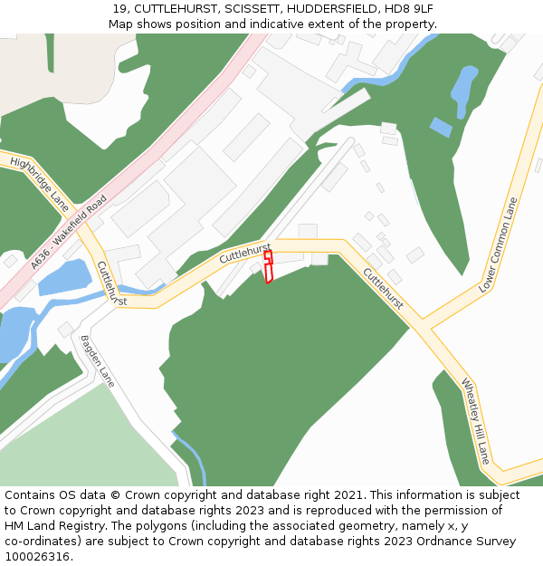 19, CUTTLEHURST, SCISSETT, HUDDERSFIELD, HD8 9LF: Location map and indicative extent of plot