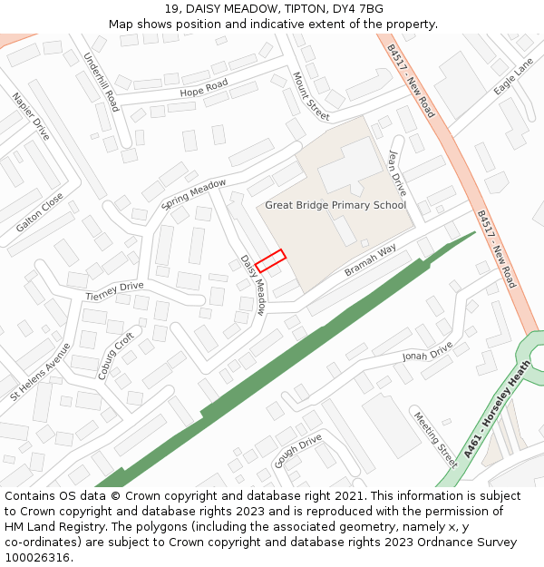 19, DAISY MEADOW, TIPTON, DY4 7BG: Location map and indicative extent of plot
