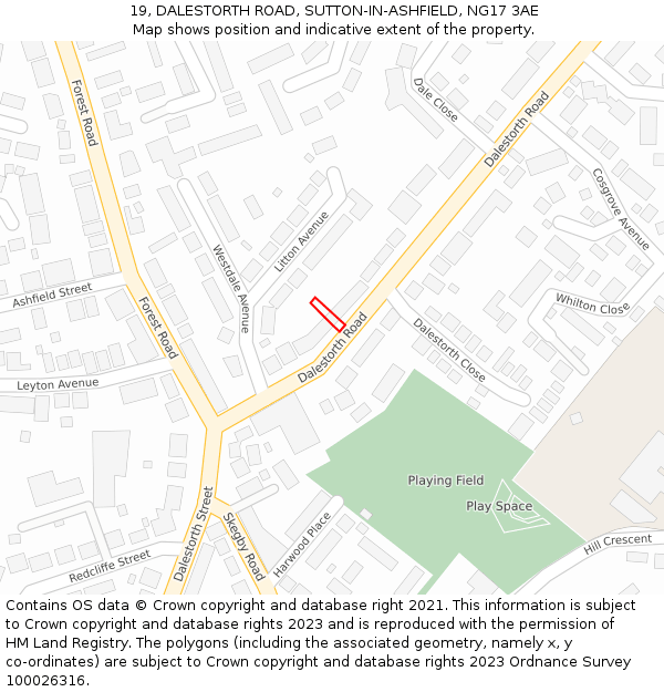 19, DALESTORTH ROAD, SUTTON-IN-ASHFIELD, NG17 3AE: Location map and indicative extent of plot