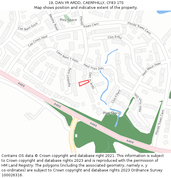 19, DAN YR ARDD, CAERPHILLY, CF83 1TS: Location map and indicative extent of plot