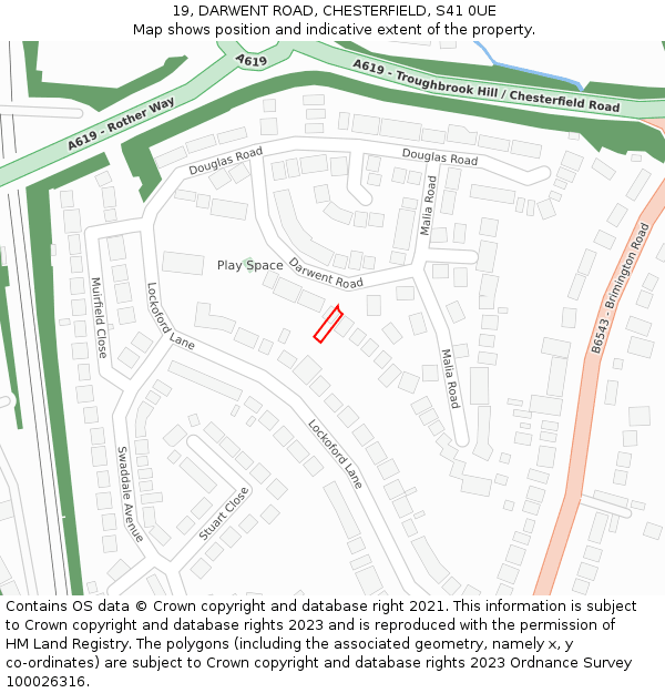 19, DARWENT ROAD, CHESTERFIELD, S41 0UE: Location map and indicative extent of plot