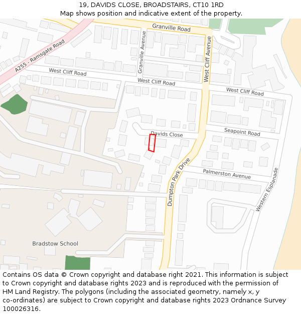 19, DAVIDS CLOSE, BROADSTAIRS, CT10 1RD: Location map and indicative extent of plot