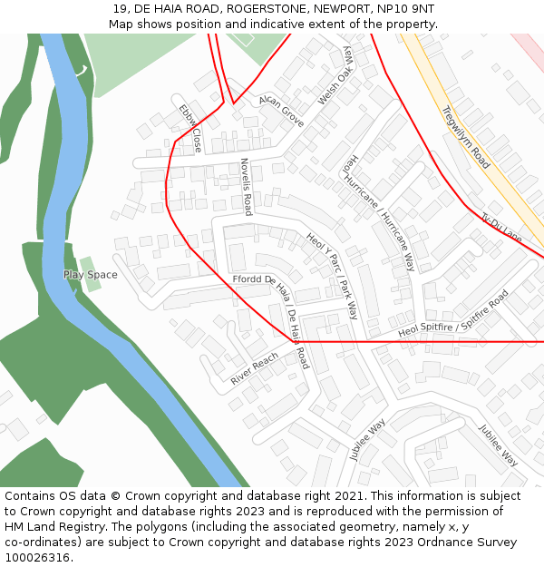 19, DE HAIA ROAD, ROGERSTONE, NEWPORT, NP10 9NT: Location map and indicative extent of plot