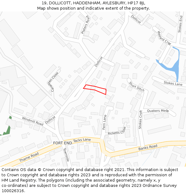 19, DOLLICOTT, HADDENHAM, AYLESBURY, HP17 8JL: Location map and indicative extent of plot