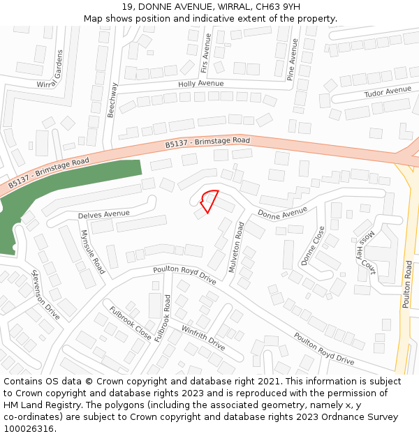 19, DONNE AVENUE, WIRRAL, CH63 9YH: Location map and indicative extent of plot