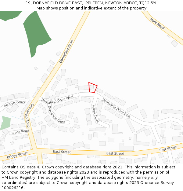 19, DORNAFIELD DRIVE EAST, IPPLEPEN, NEWTON ABBOT, TQ12 5YH: Location map and indicative extent of plot