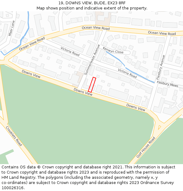 19, DOWNS VIEW, BUDE, EX23 8RF: Location map and indicative extent of plot